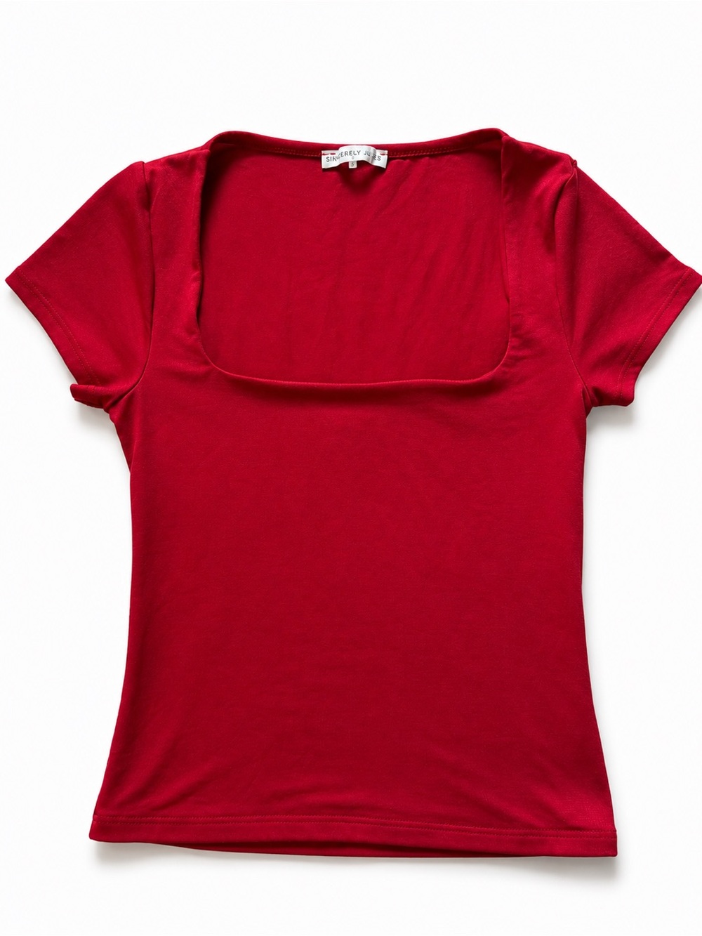 Sincerely Jules Red Square-Neck Short Sleeve Tee